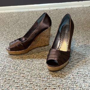 Nordstrom Boutique brown satin wedges